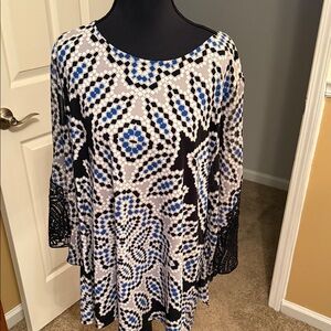 Alfani Black and Blue Patterned Blouse